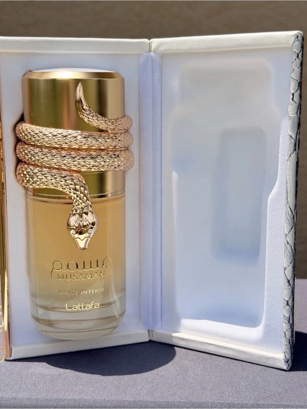 Lattafa Musamam White Intense Women's Perfume - Gold & Clear Bottle